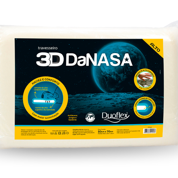 TRAVESSEIRO 3D DANASA ALTO - DUOFLEX - 50 X 70 CM - BRANCO